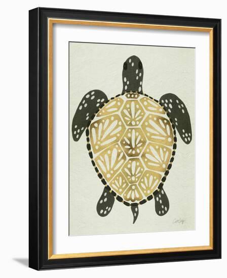 Sea Turtle in Black and Gold-Cat Coquillette-Framed Art Print