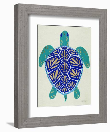 Sea Turtle in Blue and Gold-Cat Coquillette-Framed Premium Giclee Print