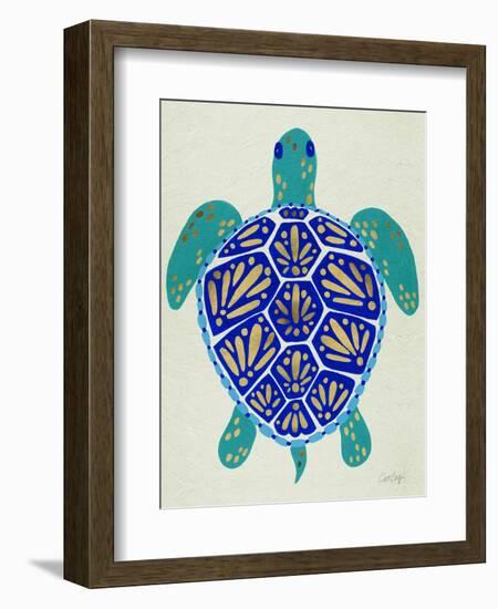 Sea Turtle in Blue and Gold-Cat Coquillette-Framed Premium Giclee Print