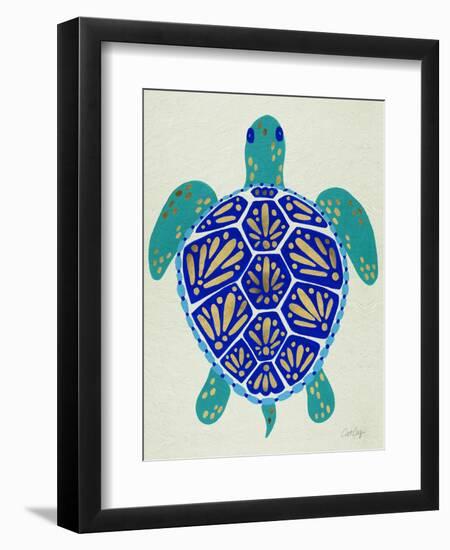 Sea Turtle in Blue and Gold-Cat Coquillette-Framed Premium Giclee Print