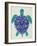 Sea Turtle in Blue and Gold-Cat Coquillette-Framed Art Print