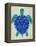 Sea Turtle in Blue– Cat Coquillette-Cat Coquillette-Framed Stretched Canvas