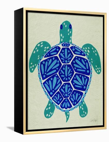 Sea Turtle in Blue– Cat Coquillette-Cat Coquillette-Framed Stretched Canvas