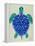 Sea Turtle in Blue– Cat Coquillette-Cat Coquillette-Framed Stretched Canvas