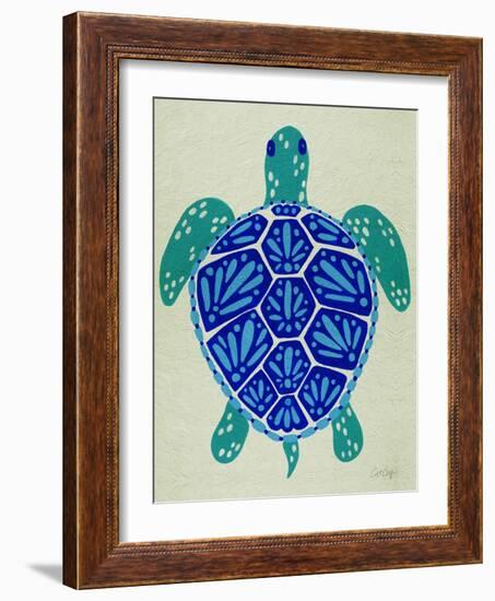 Sea Turtle in Blue– Cat Coquillette-Cat Coquillette-Framed Art Print