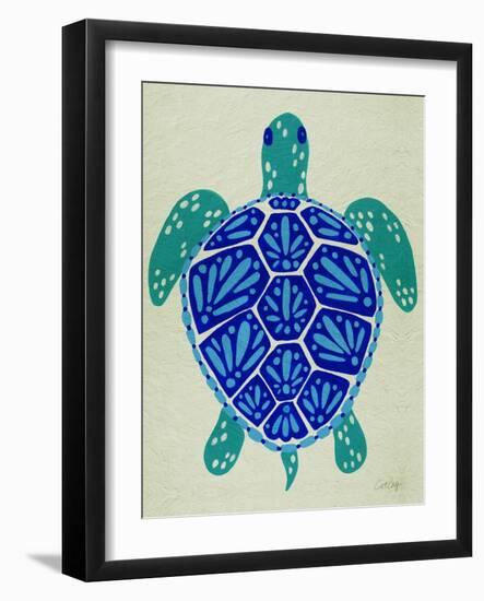 Sea Turtle in Blue– Cat Coquillette-Cat Coquillette-Framed Art Print