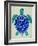 Sea Turtle in Blue– Cat Coquillette-Cat Coquillette-Framed Art Print