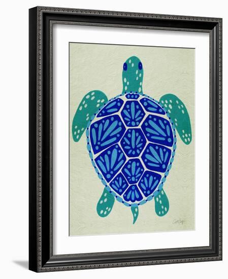 Sea Turtle in Blue– Cat Coquillette-Cat Coquillette-Framed Art Print