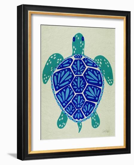 Sea Turtle in Blue– Cat Coquillette-Cat Coquillette-Framed Art Print