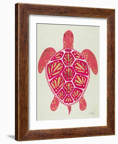 Sea Turtle in Pink and Gold-Cat Coquillette-Framed Art Print