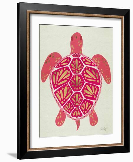 Sea Turtle in Pink and Gold-Cat Coquillette-Framed Art Print