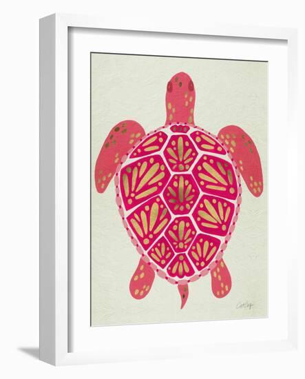 Sea Turtle in Pink and Gold-Cat Coquillette-Framed Art Print