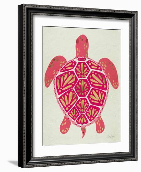 Sea Turtle in Pink and Gold-Cat Coquillette-Framed Art Print