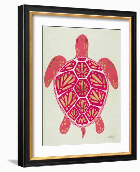 Sea Turtle in Pink and Gold-Cat Coquillette-Framed Art Print