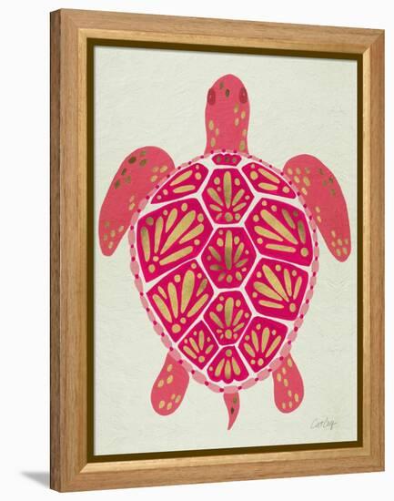 Sea Turtle in Pink and Gold-Cat Coquillette-Framed Stretched Canvas