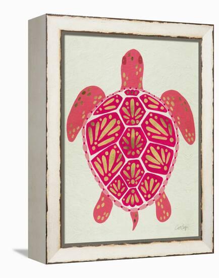 Sea Turtle in Pink and Gold-Cat Coquillette-Framed Stretched Canvas