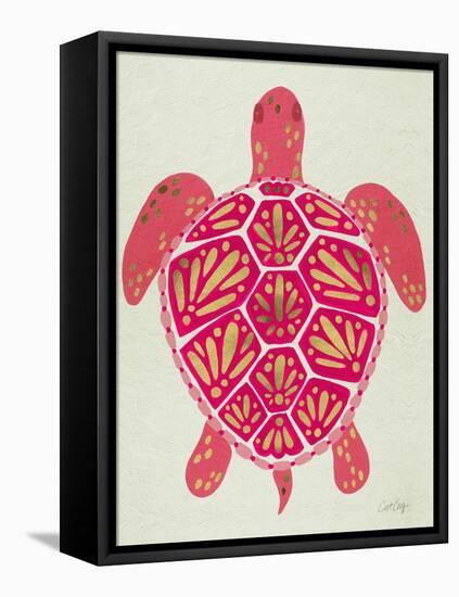 Sea Turtle in Pink and Gold-Cat Coquillette-Framed Stretched Canvas