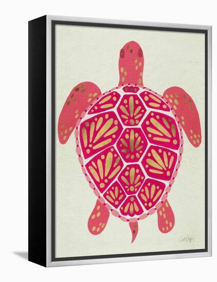 Sea Turtle in Pink and Gold-Cat Coquillette-Framed Stretched Canvas