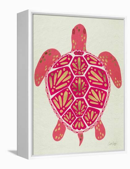 Sea Turtle in Pink and Gold-Cat Coquillette-Framed Stretched Canvas