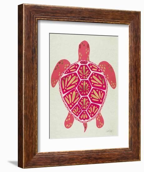 Sea Turtle in Pink and Gold-Cat Coquillette-Framed Art Print