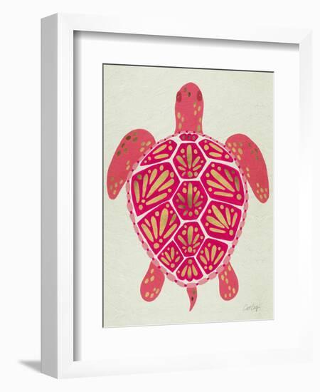 Sea Turtle in Pink and Gold-Cat Coquillette-Framed Art Print