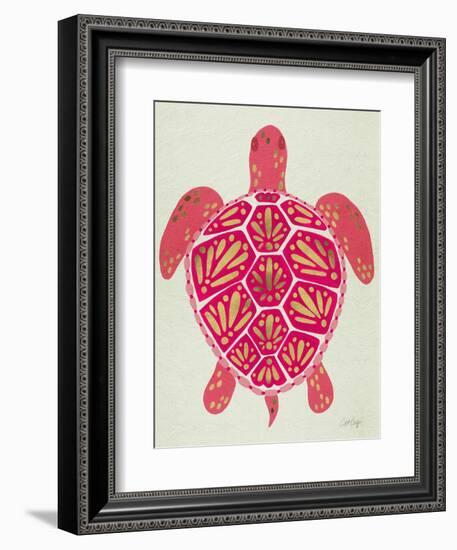 Sea Turtle in Pink and Gold-Cat Coquillette-Framed Art Print