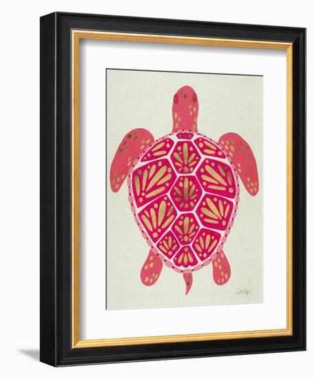 Sea Turtle in Pink and Gold-Cat Coquillette-Framed Art Print