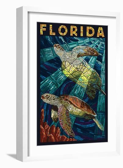 Sea Turtle Paper Mosaic - Florida-Lantern Press-Framed Art Print