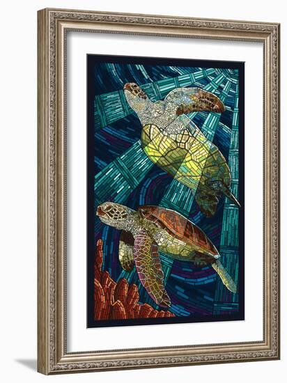 Sea Turtle - Paper Mosaic-Lantern Press-Framed Premium Giclee Print