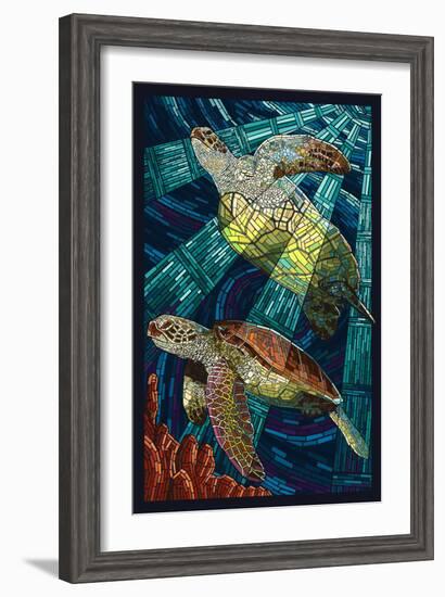 Sea Turtle - Paper Mosaic-Lantern Press-Framed Premium Giclee Print