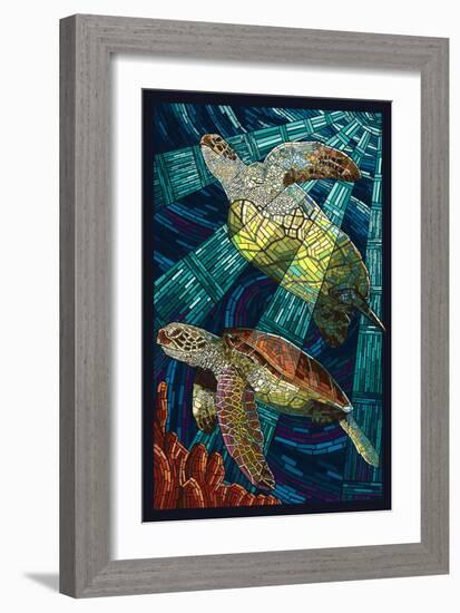 Sea Turtle - Paper Mosaic-Lantern Press-Framed Premium Giclee Print