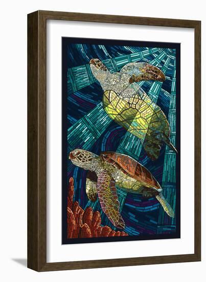 Sea Turtle - Paper Mosaic-Lantern Press-Framed Premium Giclee Print