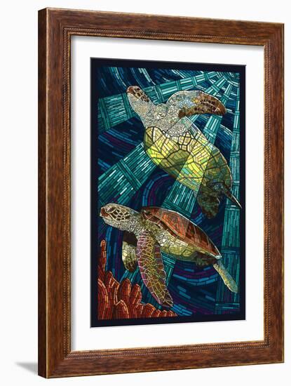 Sea Turtle - Paper Mosaic-Lantern Press-Framed Premium Giclee Print