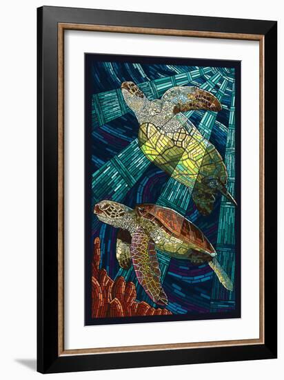 Sea Turtle - Paper Mosaic-Lantern Press-Framed Premium Giclee Print