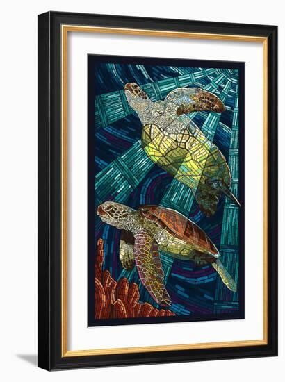 Sea Turtle - Paper Mosaic-Lantern Press-Framed Premium Giclee Print