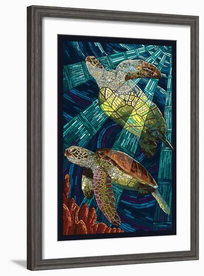 Sea Turtle - Paper Mosaic-Lantern Press-Framed Art Print