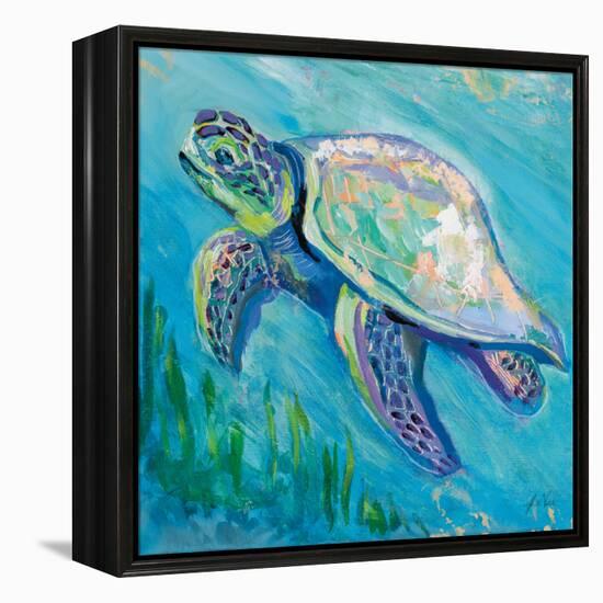 Sea Turtle Swim Light Flipped-Jeanette Vertentes-Framed Stretched Canvas