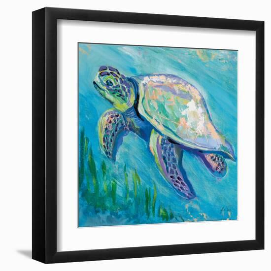 Sea Turtle Swim Light Flipped-Jeanette Vertentes-Framed Art Print