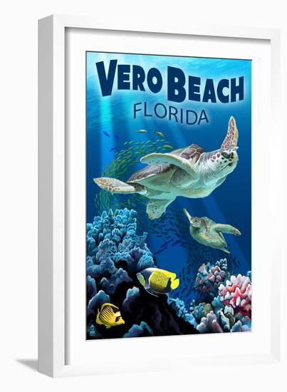 Sea Turtles - Vero Beach, Florida-Lantern Press-Framed Art Print