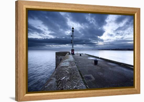 Sea Wall and Harbour Light at Bridlington, East Riding of Yorkshire, England, United Kingdom-Mark Sunderland-Framed Premier Image Canvas