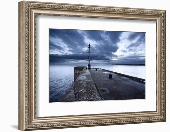 Sea Wall and Harbour Light at Bridlington, East Riding of Yorkshire, England, United Kingdom-Mark Sunderland-Framed Photographic Print