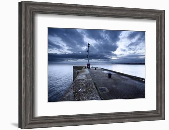 Sea Wall and Harbour Light at Bridlington, East Riding of Yorkshire, England, United Kingdom-Mark Sunderland-Framed Photographic Print