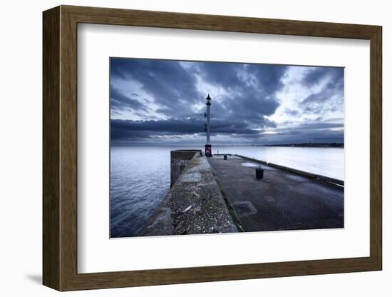 Sea Wall and Harbour Light at Bridlington, East Riding of Yorkshire, England, United Kingdom-Mark Sunderland-Framed Photographic Print