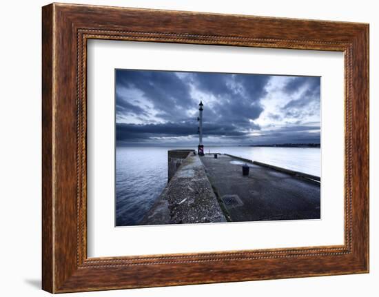 Sea Wall and Harbour Light at Bridlington, East Riding of Yorkshire, England, United Kingdom-Mark Sunderland-Framed Photographic Print