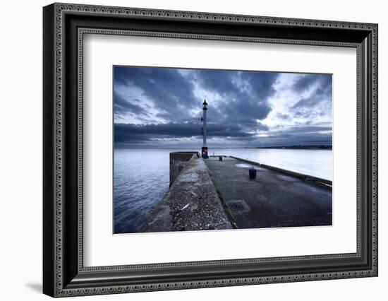 Sea Wall and Harbour Light at Bridlington, East Riding of Yorkshire, England, United Kingdom-Mark Sunderland-Framed Photographic Print