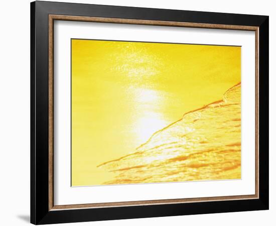 Sea Waves in Yellow with Sunlight-null-Framed Photographic Print