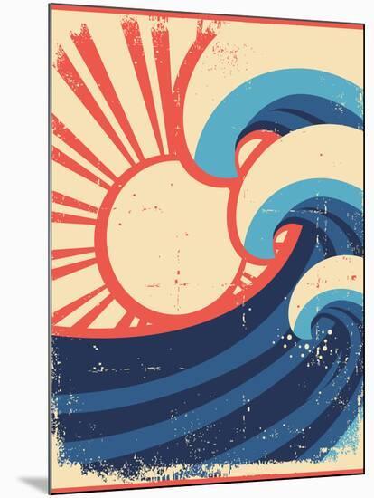 sea waves poster grunge
