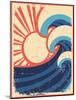 Sea Waves Poster.Grunge Illustration Of Sea Landscape-GeraKTV-Mounted Art Print