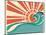 Sea Waves.Vintage Illustration Of Nature Poster With Sun On Old Paper-GeraKTV-Mounted Art Print