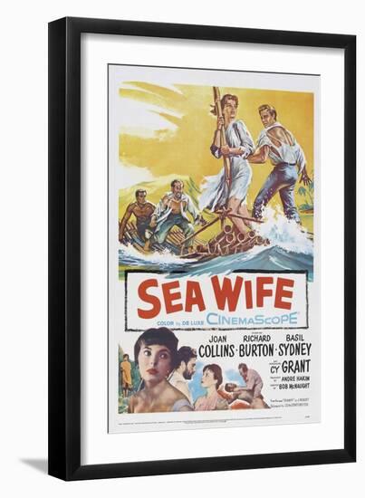 Sea Wife, Joan Collins, (Bottom Left), Richard Burton, (Second from Bottom Left), 1957-null-Framed Art Print